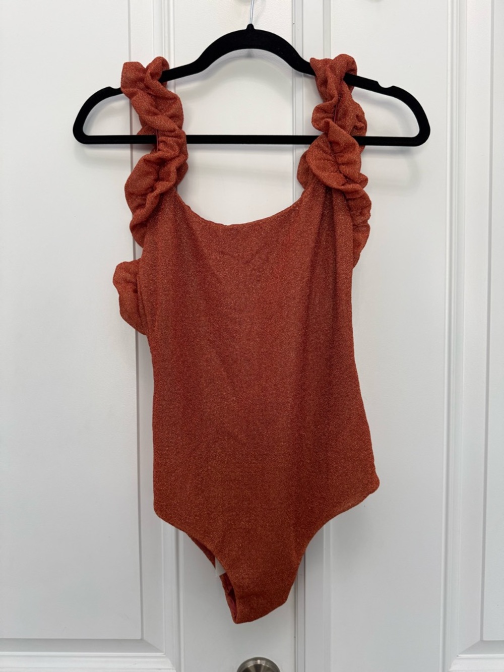 Chio di Stephania D Rust Ruffle-Strap Women’s One-Piece Swimsuit